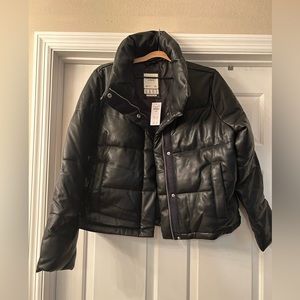 Vegan leather puffer jacket